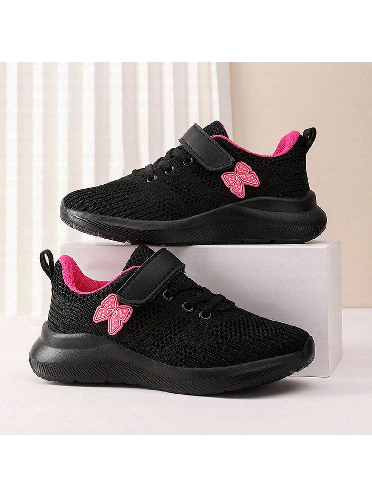 1 Pair Lightweight & Comfortable Women'S Athletic Shoes, Casual Breathable Mesh Running Shoes, All-Match Summer Sneakers-Black-1