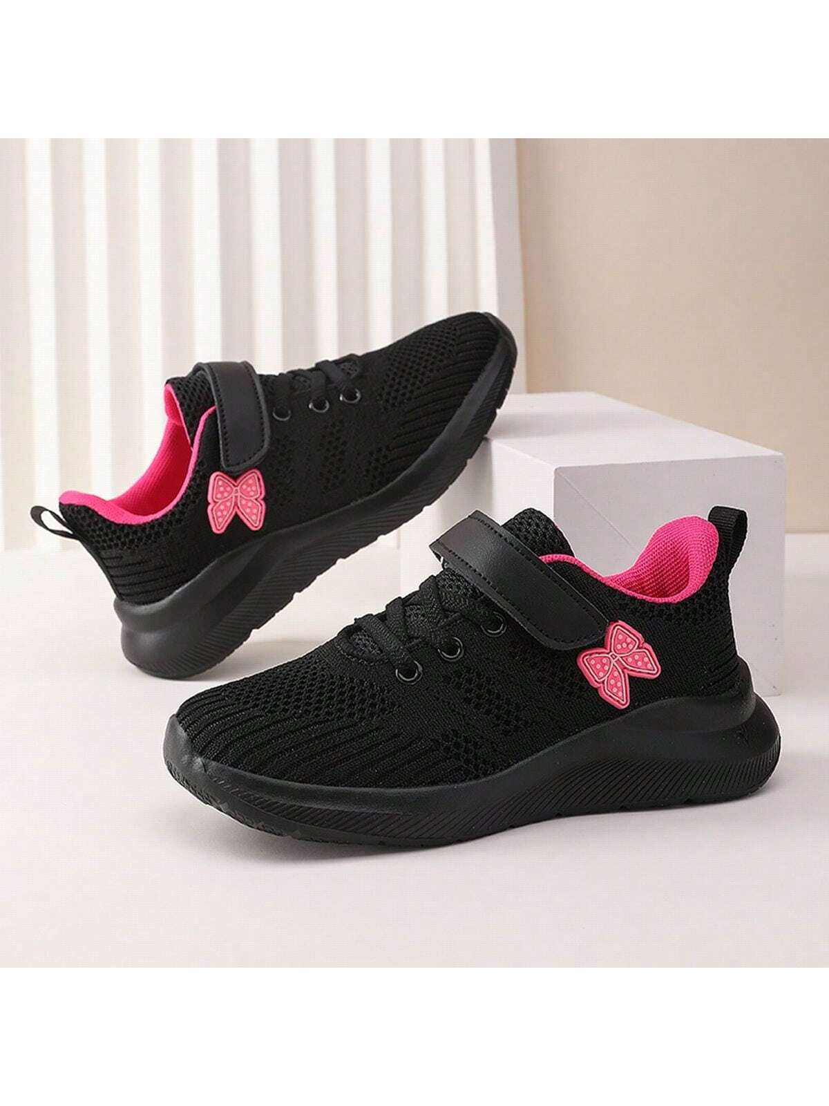 1 Pair Lightweight & Comfortable Women'S Athletic Shoes, Casual Breathable Mesh Running Shoes, All-Match Summer Sneakers-Black-2