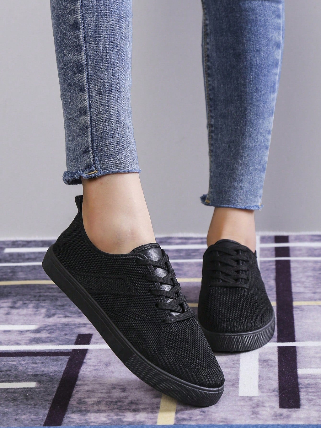 's Fashionable Casual Sports Shoes-Black-1