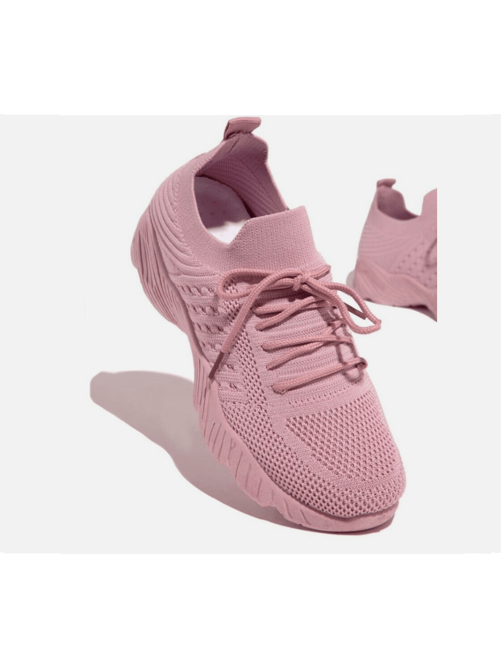 Women Running Trainers Ladies Sneakers Slip On Walking Gym Comfy Shoes-Pink-2