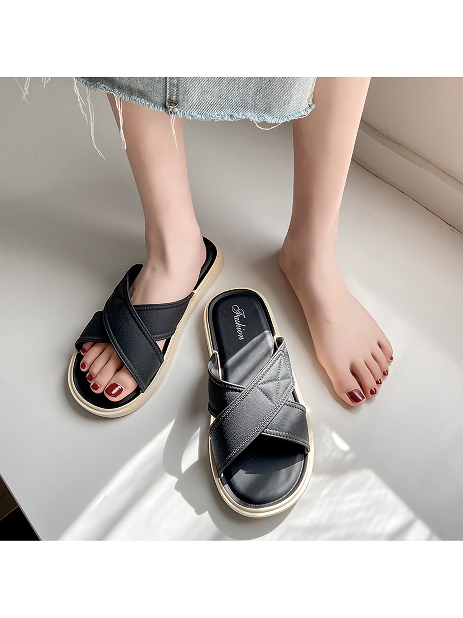 New Arrival Fashionable Simple Elegant Slippers For Home, Bathroom And Outdoor With Soft Pvc Slip-Resistant Bottom, Suitable For Indoor And Outdoor Wear, Fashion Style-Black-4