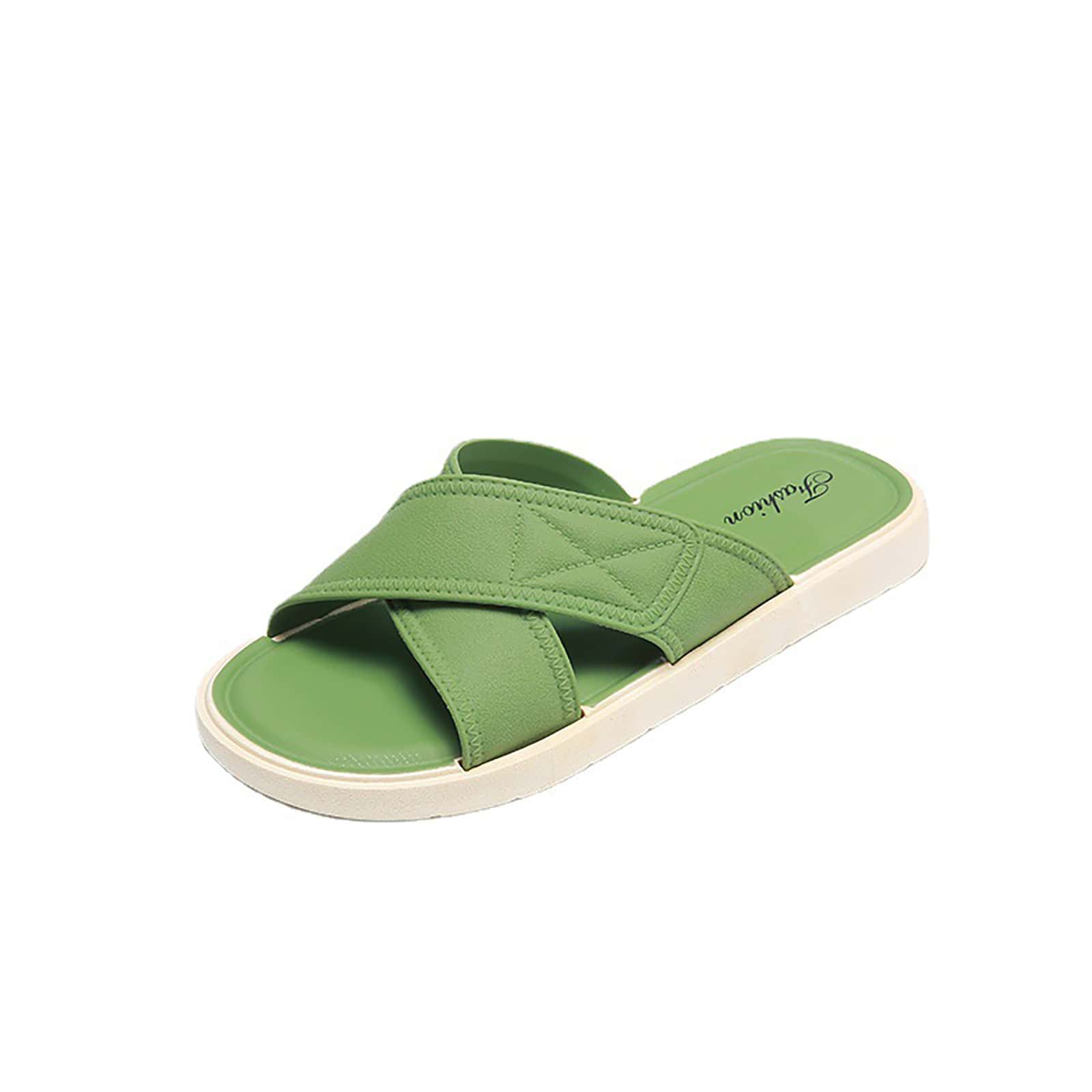 New Arrival Simple, Elegant And Versatile Slippers With Soft Pvc Outsole For Anti-Slip On The Beach And In Home Bathroom - Suitable For Indoor And Outdoor Wear, Giving You A Chic And Fresh Ins Look-Green-11