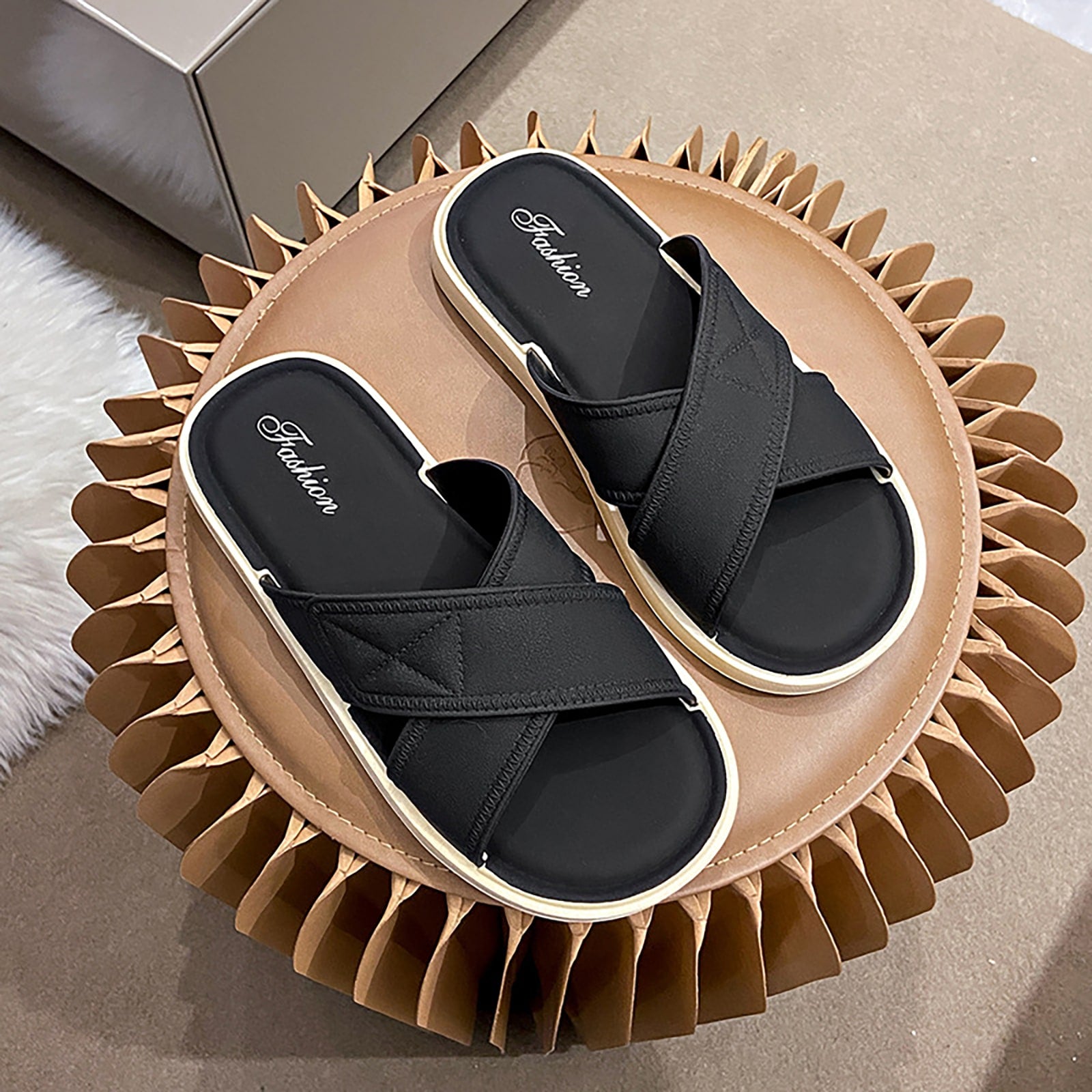 New Arrival Fashionable Simple Elegant Slippers For Home, Bathroom And Outdoor With Soft Pvc Slip-Resistant Bottom, Suitable For Indoor And Outdoor Wear, Fashion Style-Black-12