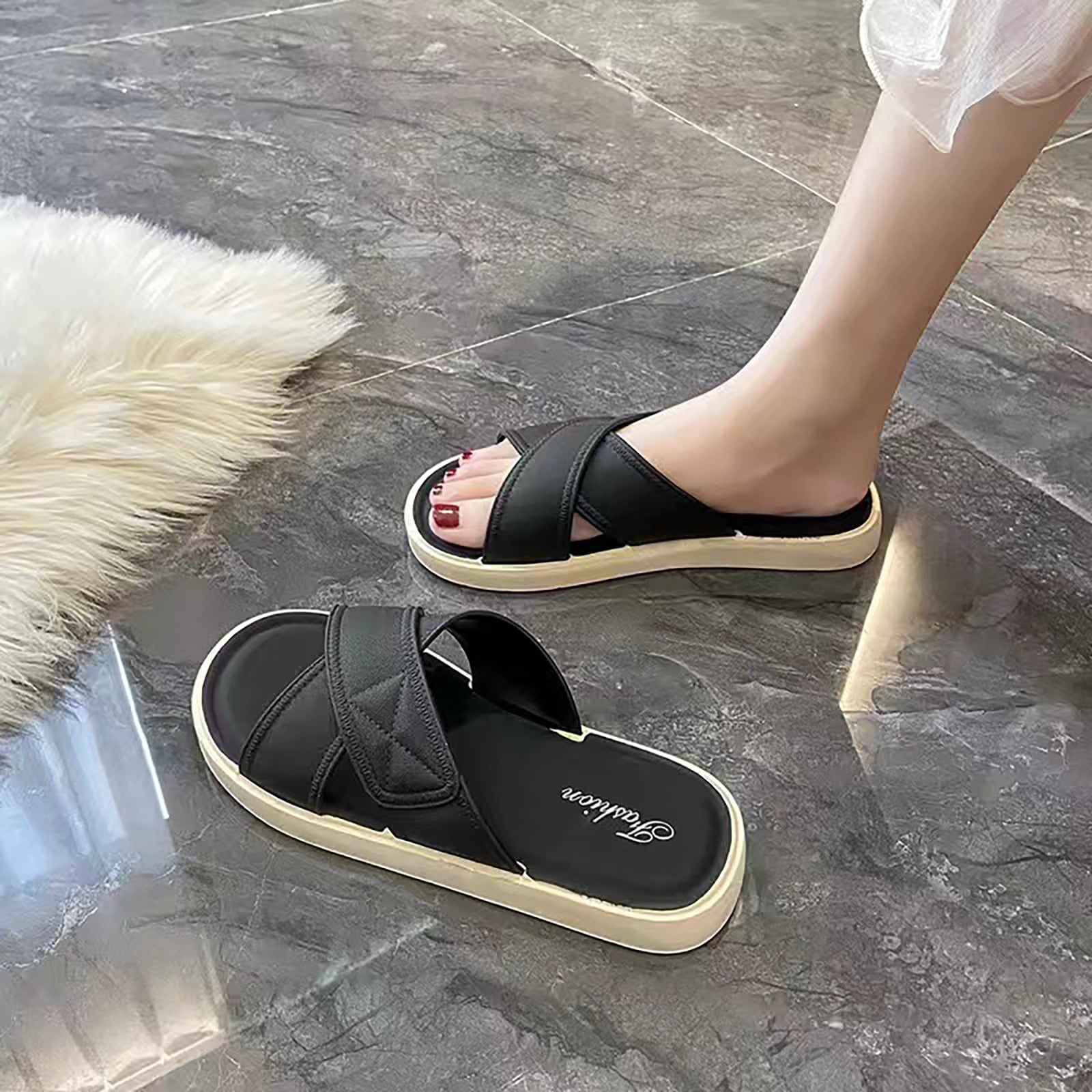 New Arrival Fashionable Simple Elegant Slippers For Home, Bathroom And Outdoor With Soft Pvc Slip-Resistant Bottom, Suitable For Indoor And Outdoor Wear, Fashion Style-Black-11