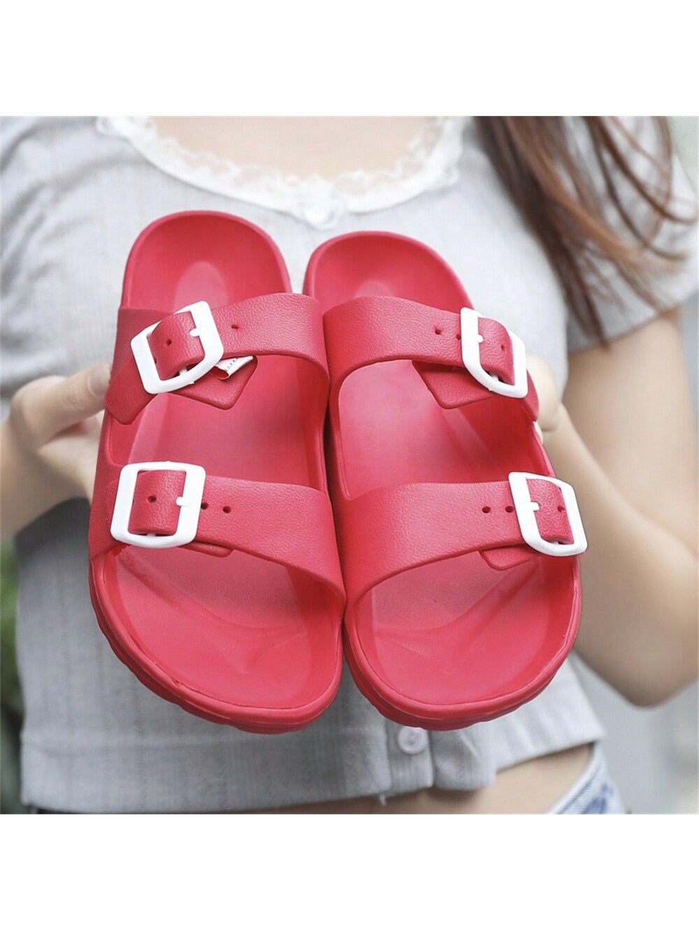 Spring And Summer New Arrival Ultra-Clear Breathable Women\ Sandals Large Size Women\ Shoes Outdoor Beach Shoes Non-Slip Wear-Resistant Soft And Comfortable-Red-2