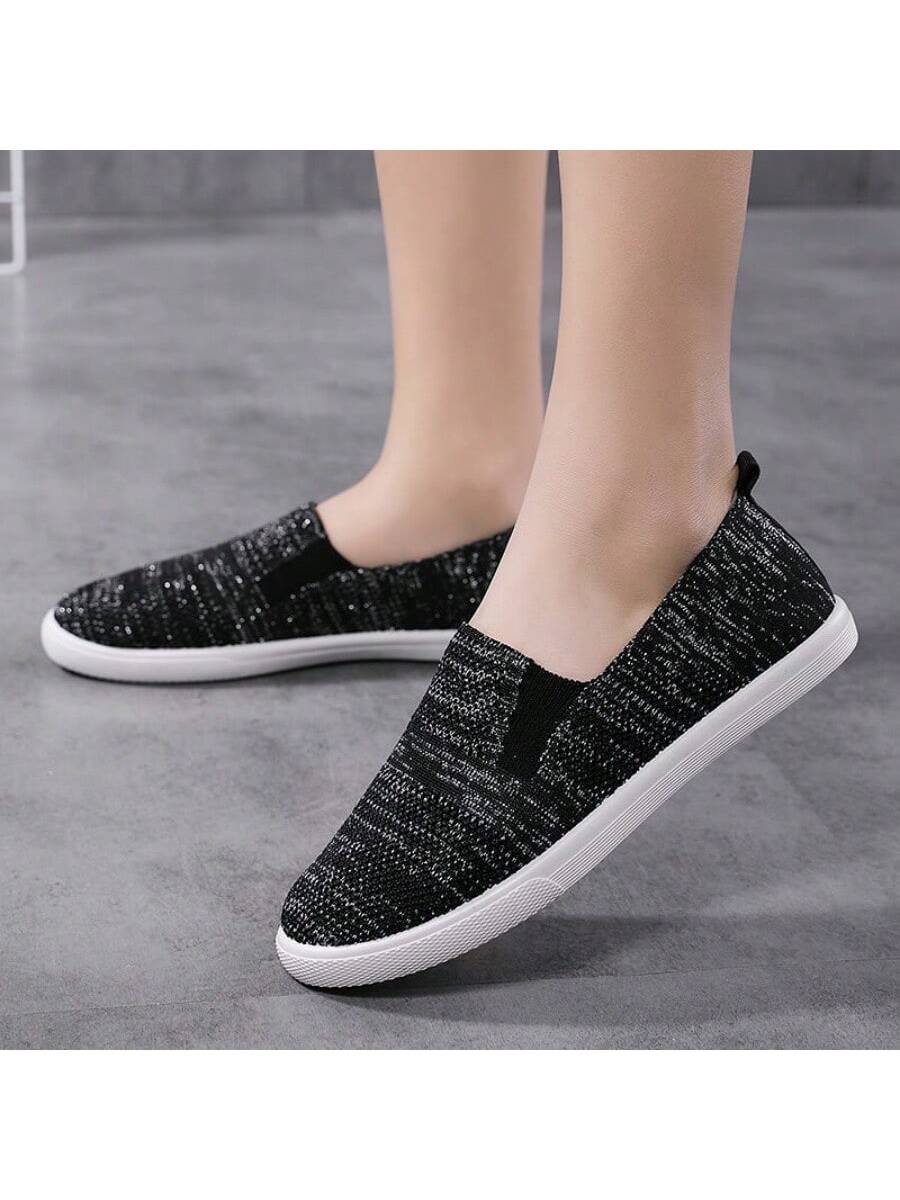 Women Mesh Sports Shoes, Breathable Flat Low-Top Casual Running Shoes, Ladies" Low-Top Sports Shoes, Leisure And Lightweight-Black-2