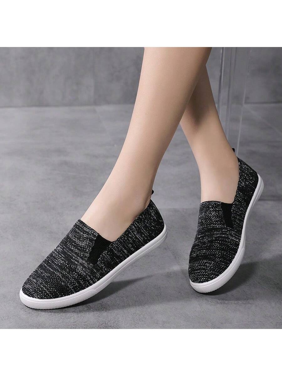 Women Mesh Sports Shoes, Breathable Flat Low-Top Casual Running Shoes, Ladies" Low-Top Sports Shoes, Leisure And Lightweight-Black-1