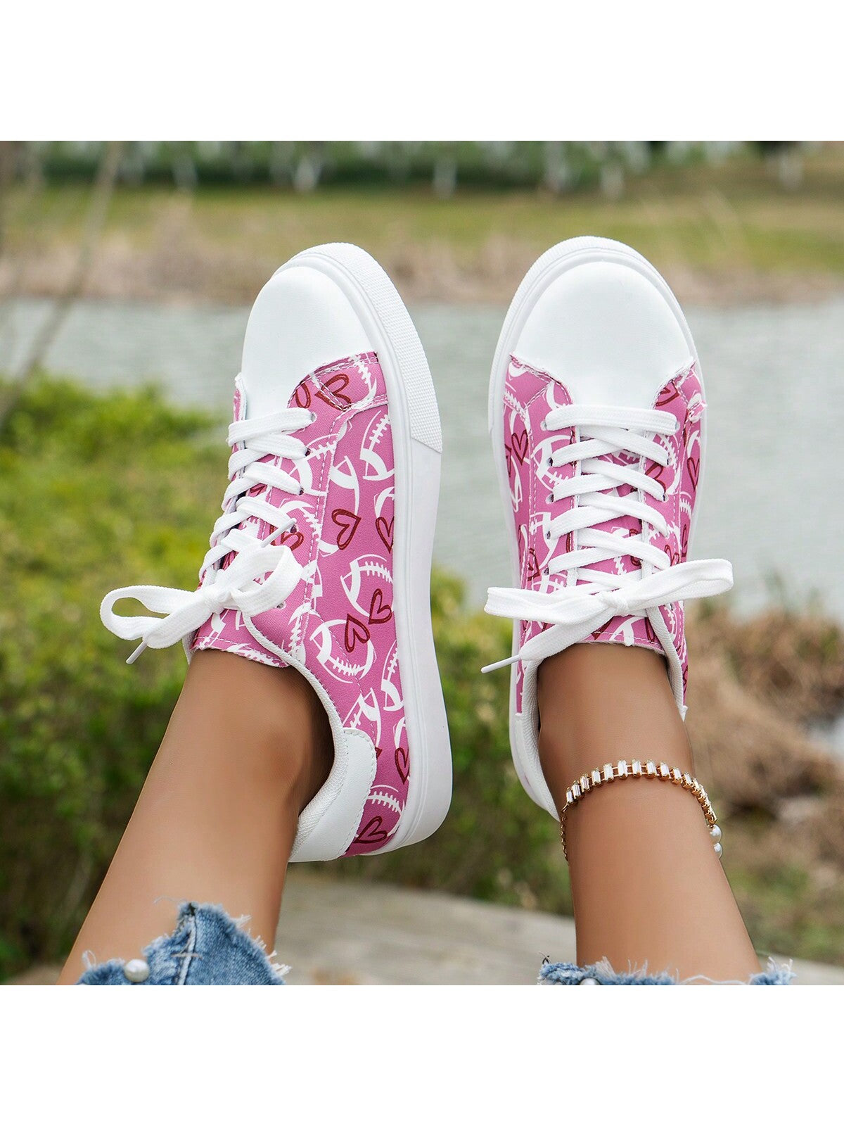 2024 Women Low Cut Fashion Single Shoes Sports Casual Shoes Student Shoes White Shoes-Hot Pink-2