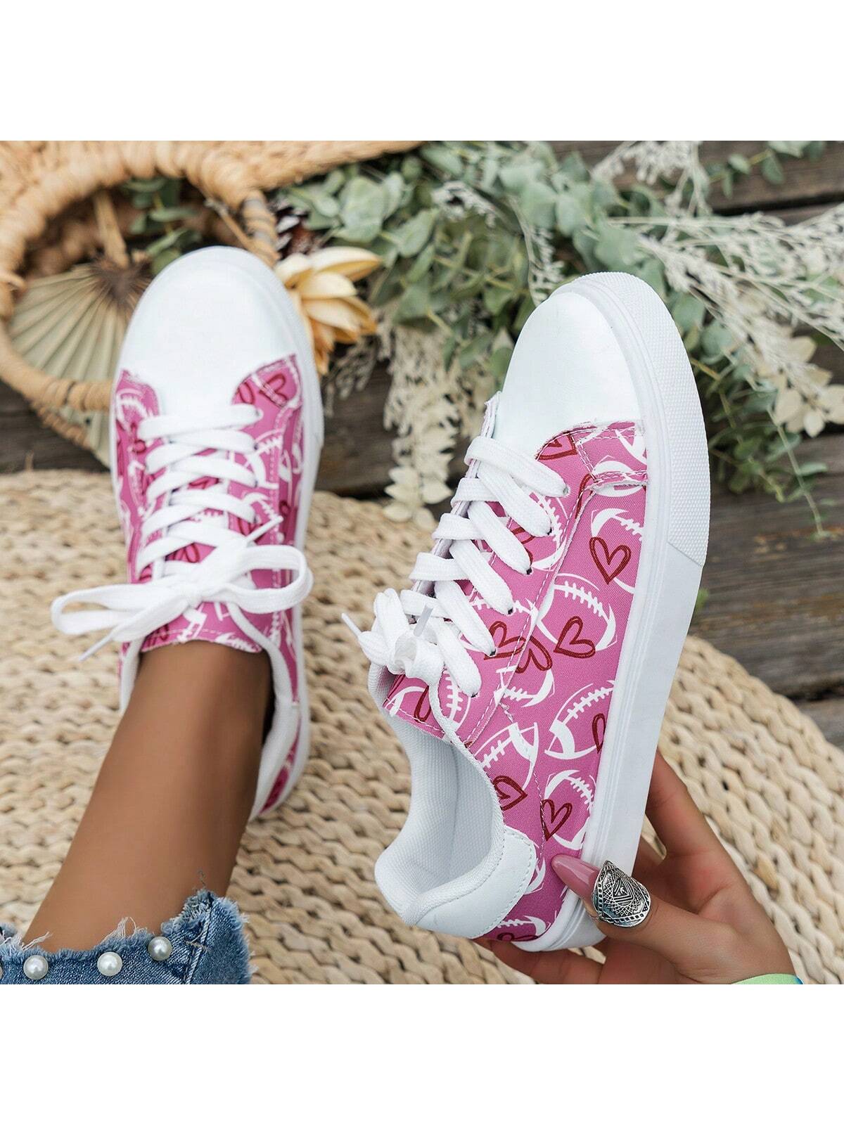 2024 Women Low Cut Fashion Single Shoes Sports Casual Shoes Student Shoes White Shoes-Hot Pink-1