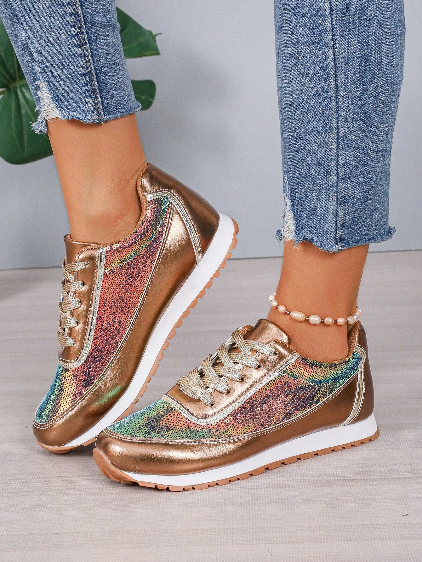 New 2024 European Women\ Spring/Autumn Lightweight Luxury Canvas Sports Running Shoes Casual And Versatile Vintage  Shoes-Champagne-2