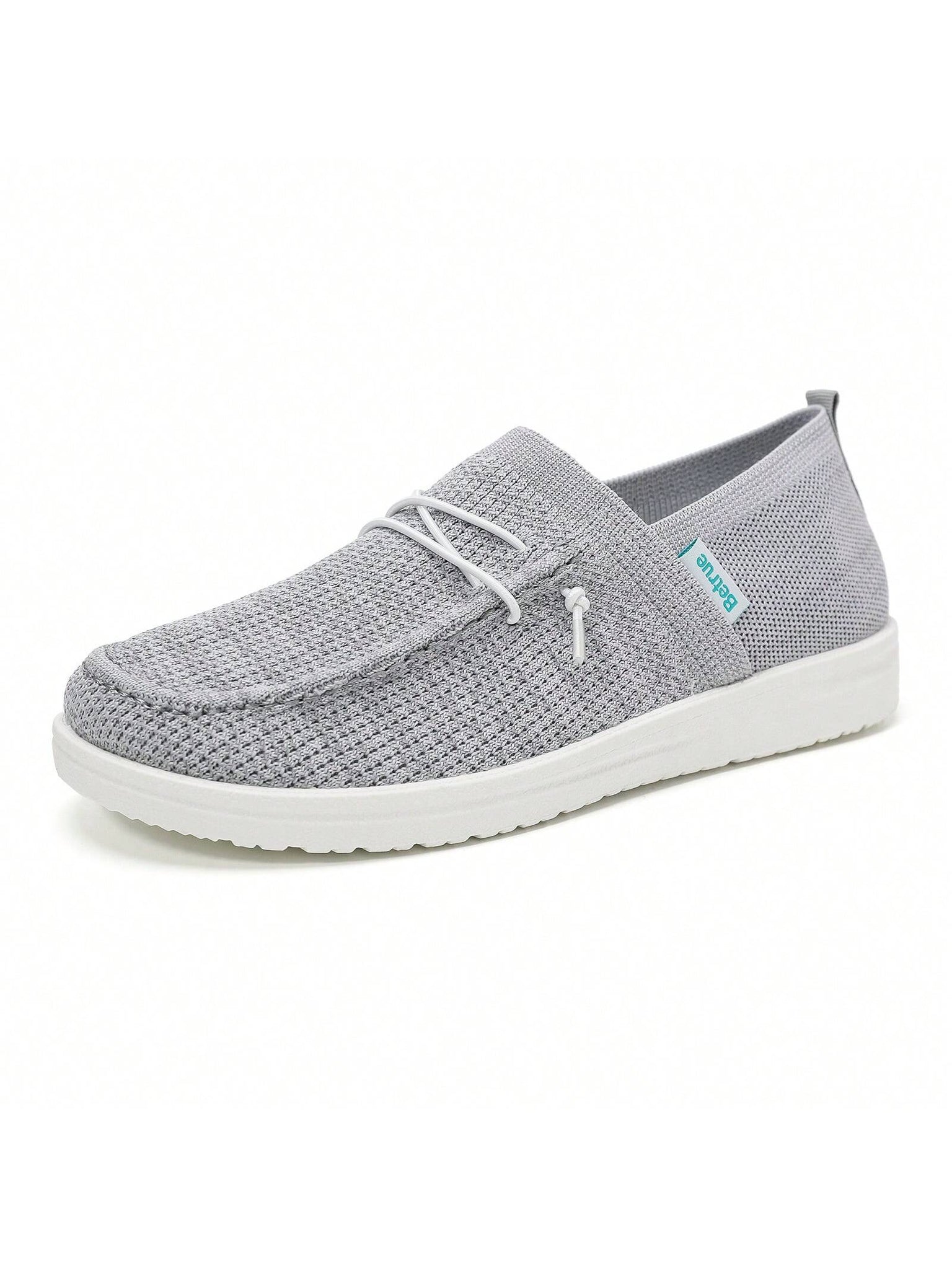 Breathable Slip On Shoes For Women, Womens Casual Boat Loafers Walking Shoes, Lightweight Canvas Lace Up Loafers Shoes For Women-Grey-3