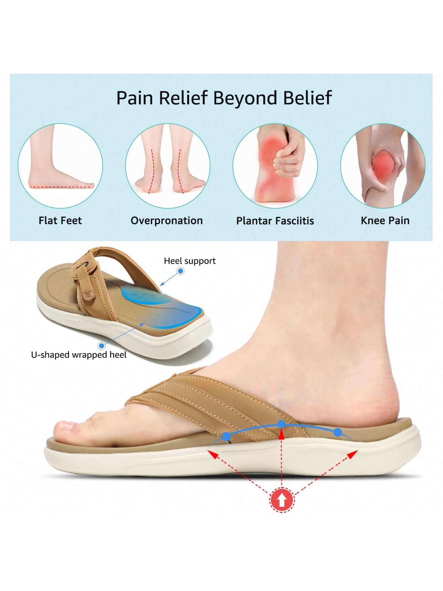 STQ Flip Flops For Women Adjustable Beach Sandals-ORE BROWN-3