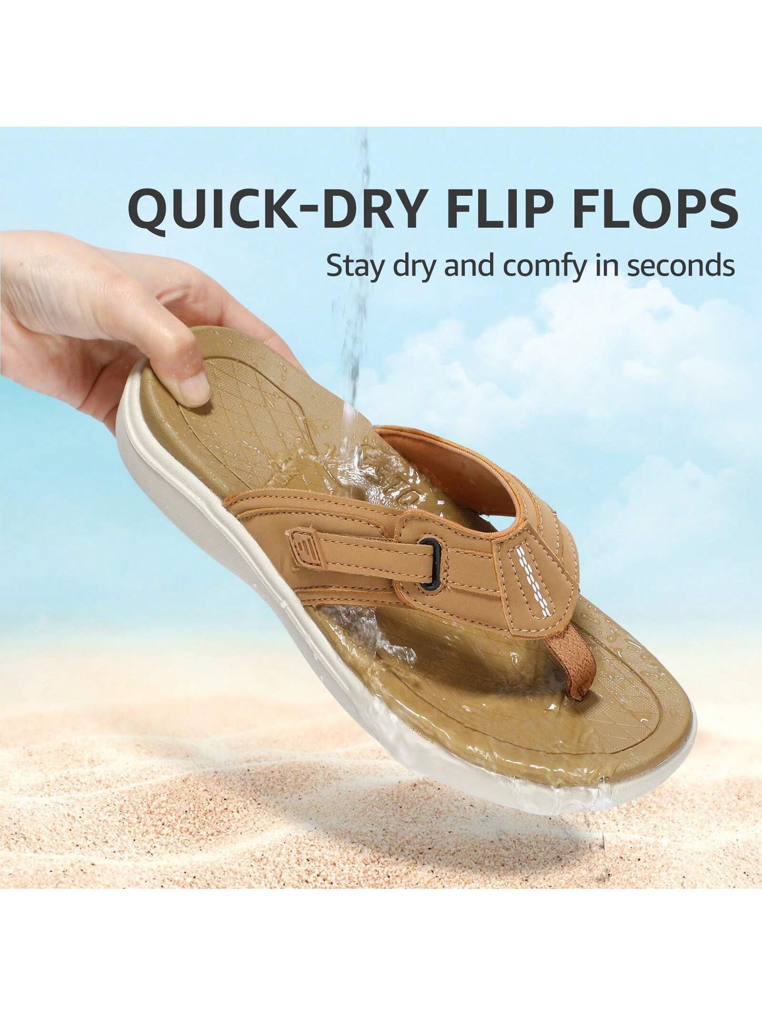 STQ Flip Flops For Women Adjustable Beach Sandals-ORE BROWN-1