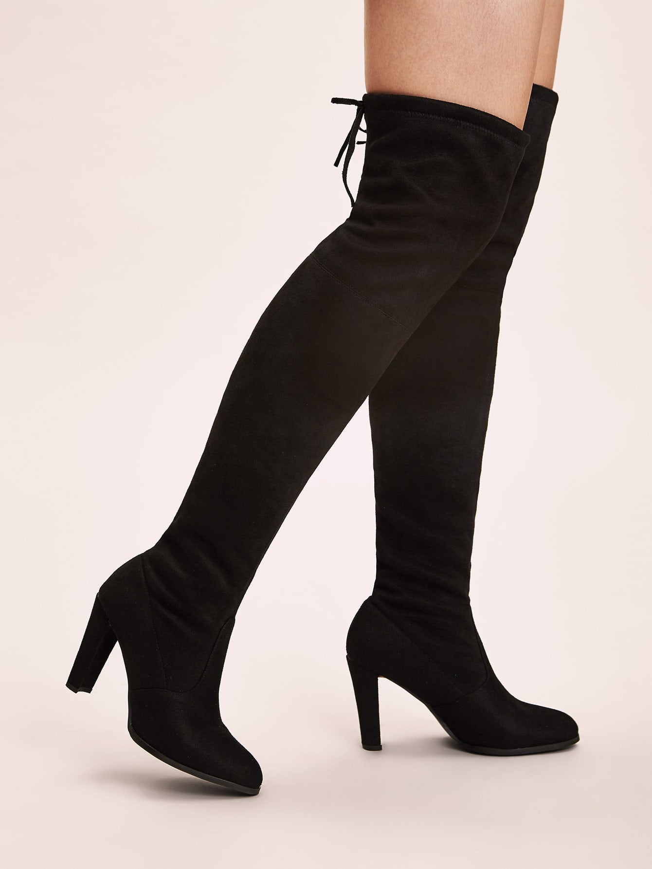 Tie Back Over The Knee Chunky Boots
