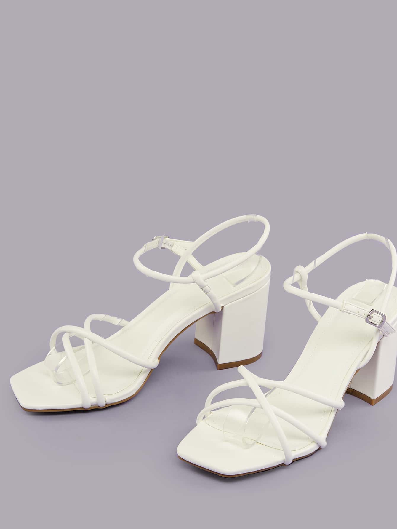 Women Minimalist Chunky Heeled Ankle Strap Sandals, Elegant Summer Heeled Sandals
