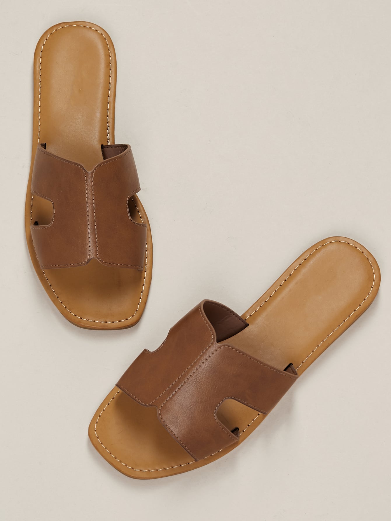 Wide Band Dual Cut Out Slide Sandals