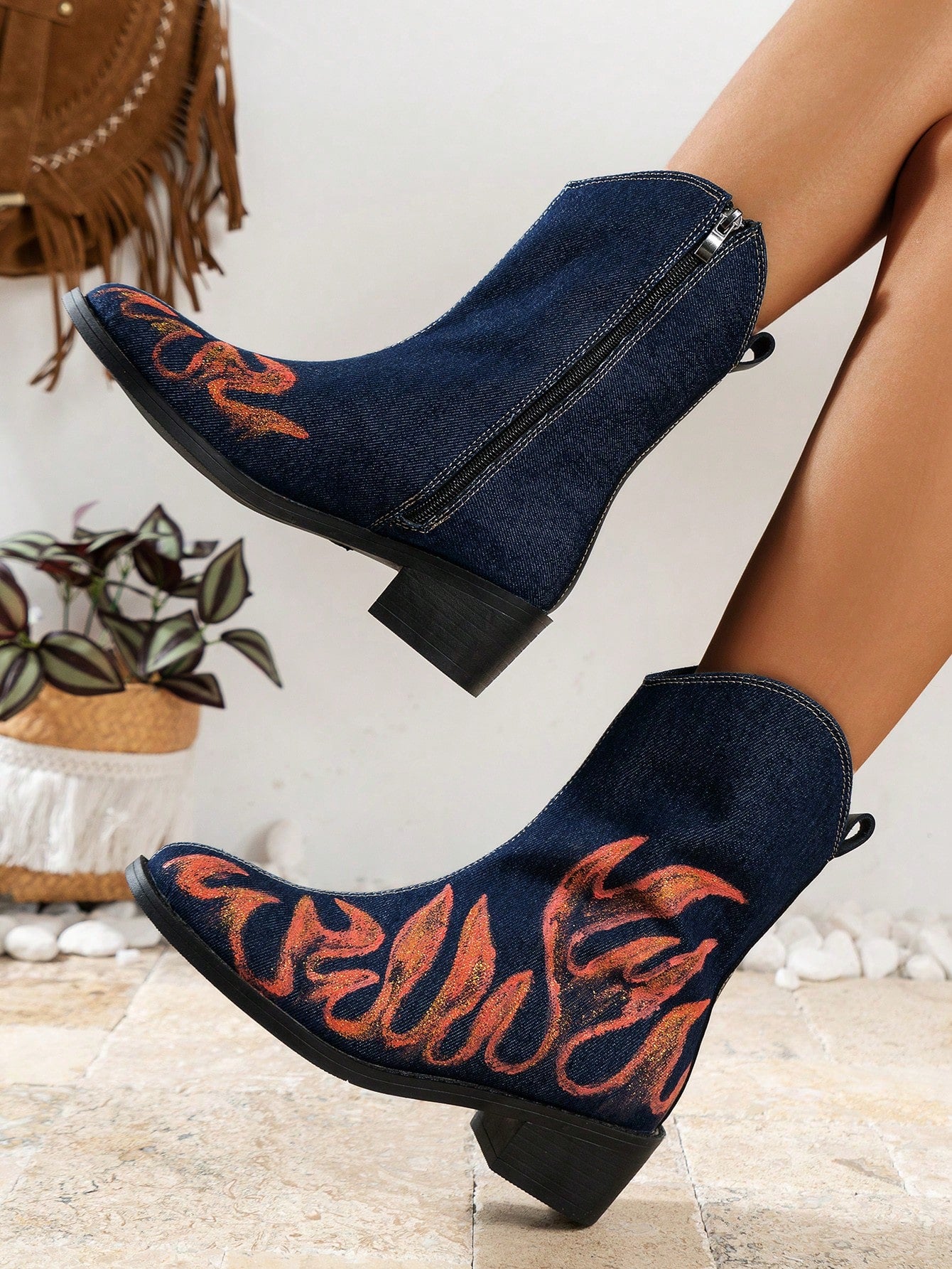 Women's Fashion Boots-Blue-3