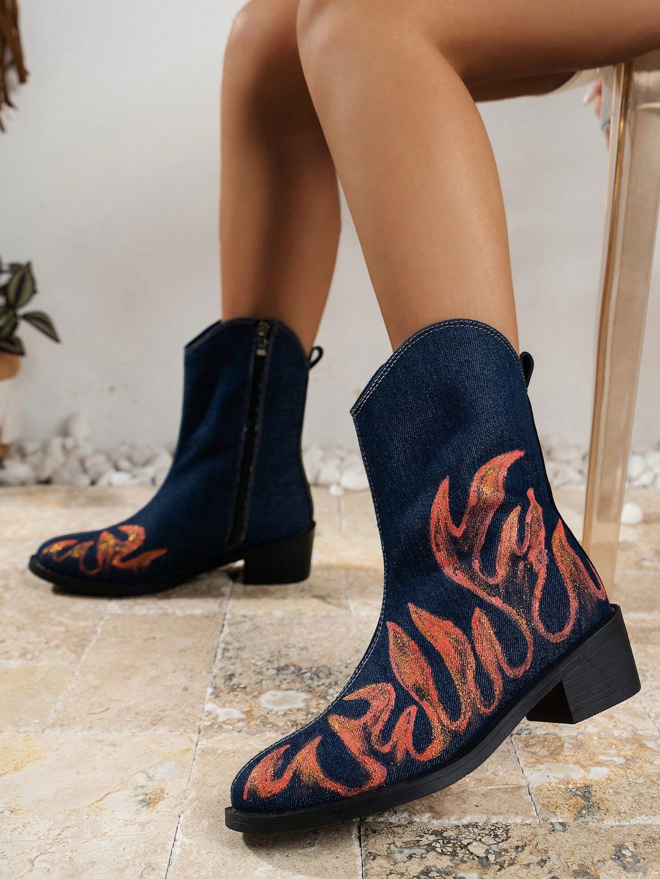 Women's Fashion Boots-Blue-6
