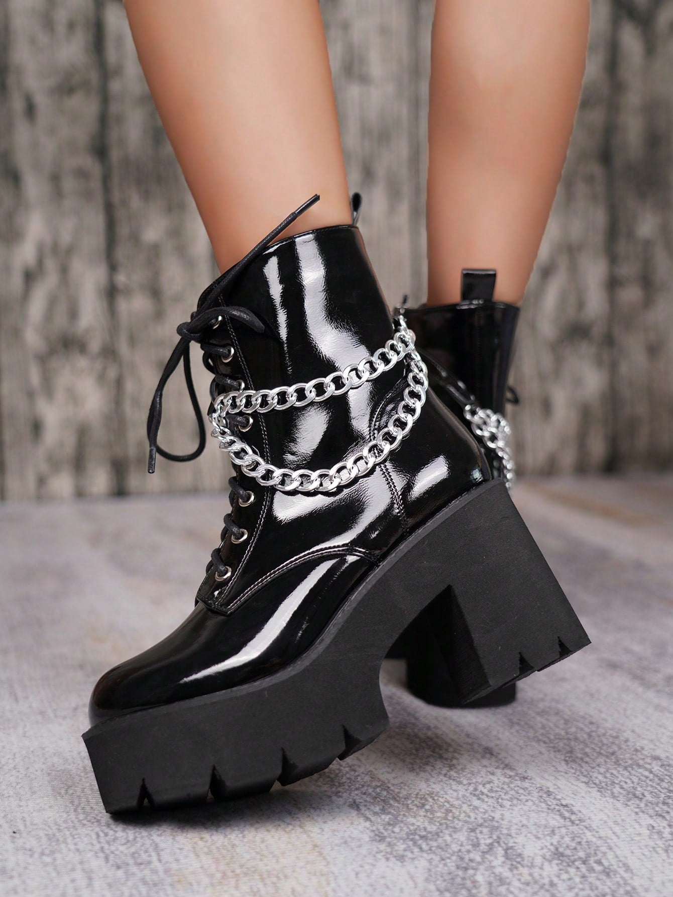 Fashionable Women's Wedge Heel & Platform Boots-Black-3
