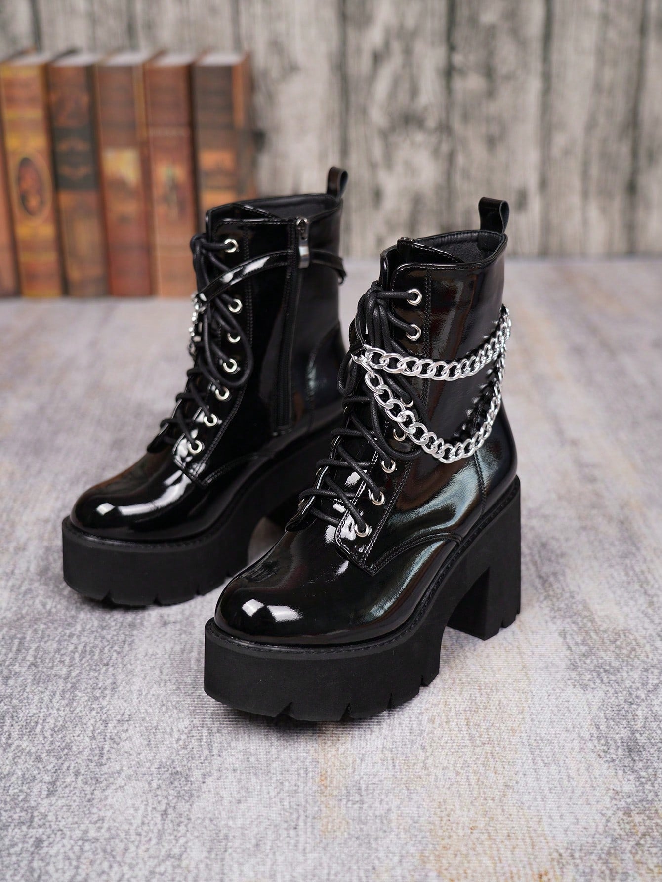 Fashionable Women's Wedge Heel & Platform Boots-Black-4