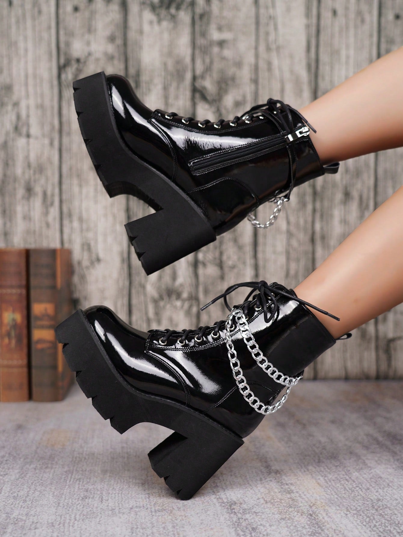 Fashionable Women's Wedge Heel & Platform Boots-Black-5