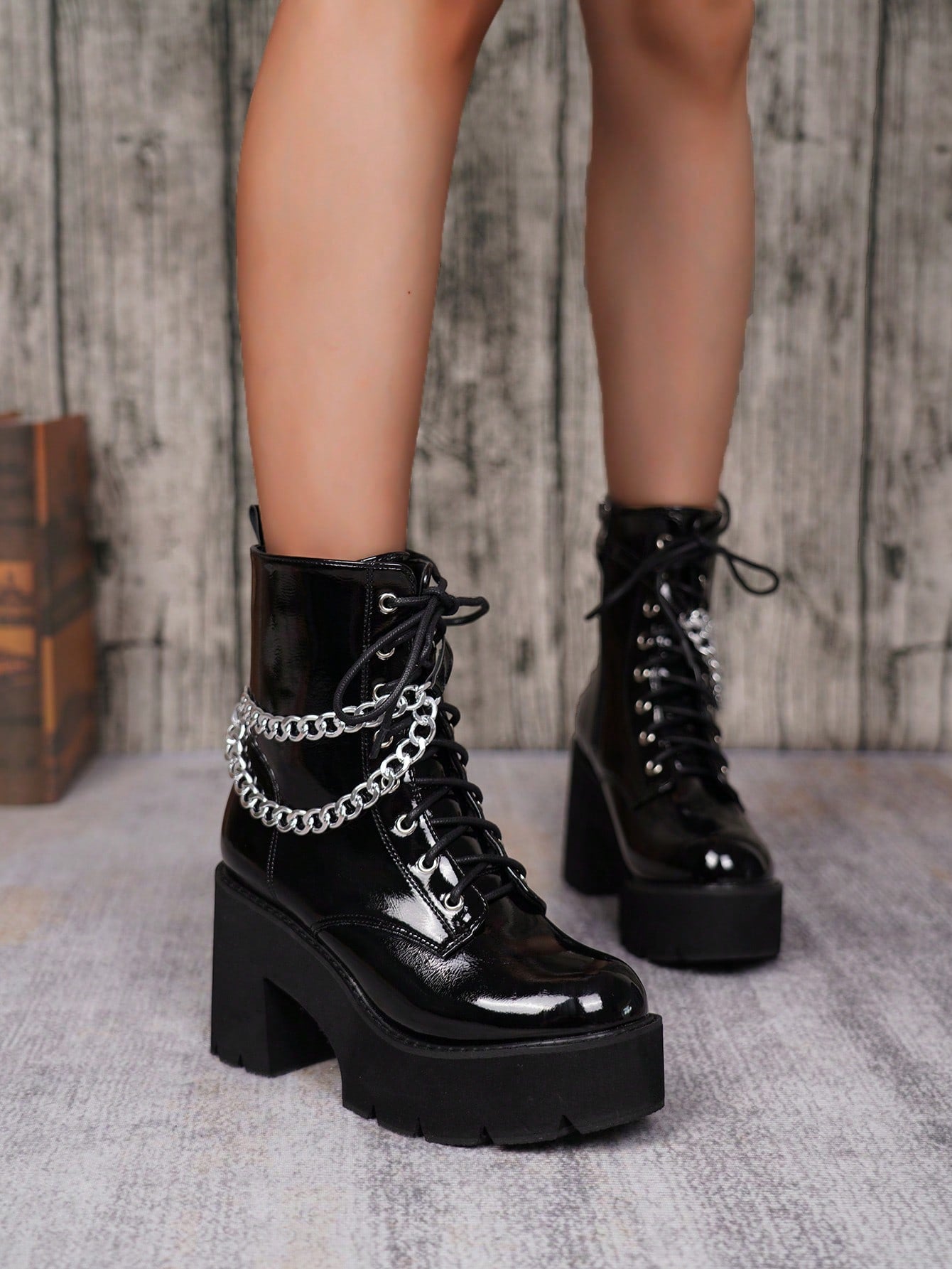 Fashionable Women's Wedge Heel & Platform Boots-Black-7