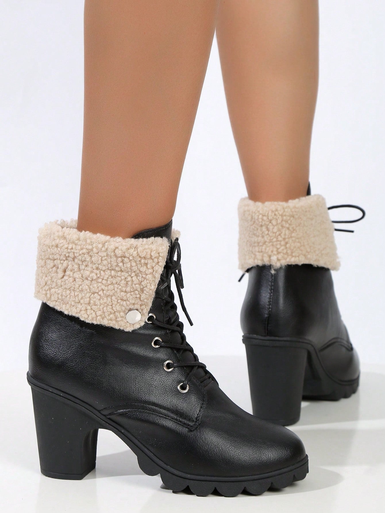 Women's Fashion High Heel Boots-Black-5