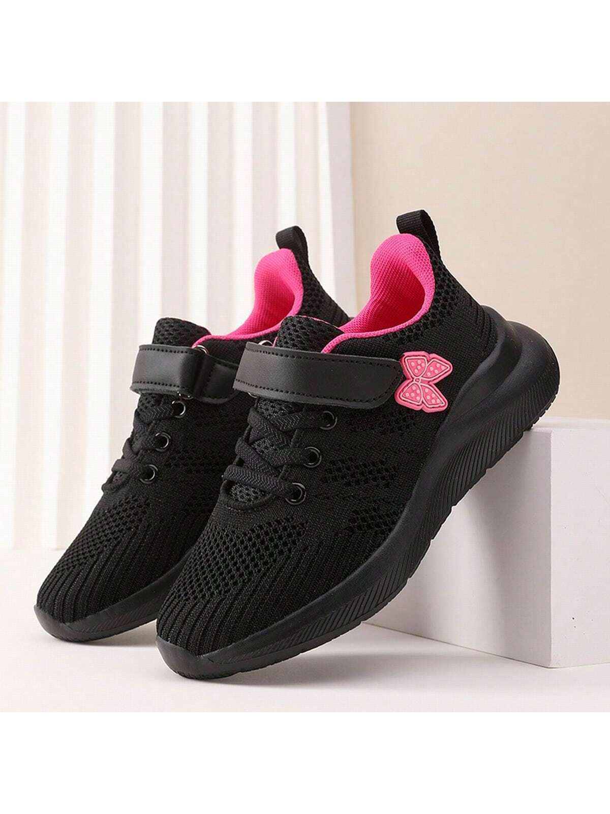 1 Pair Lightweight & Comfortable Women'S Athletic Shoes, Casual Breathable Mesh Running Shoes, All-Match Summer Sneakers-Black-4