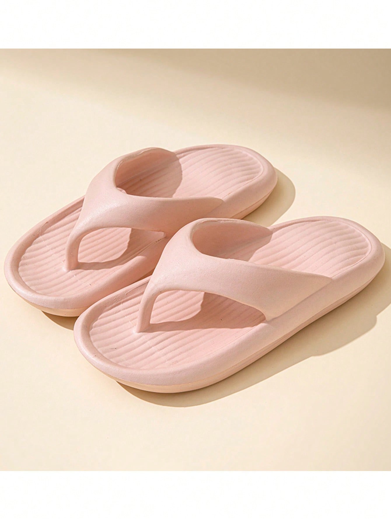 1pair Anti-Slip Thicker Soft Bottom Flip-Flops For Women, Perfect For Bathroom And Beach-Pink-1