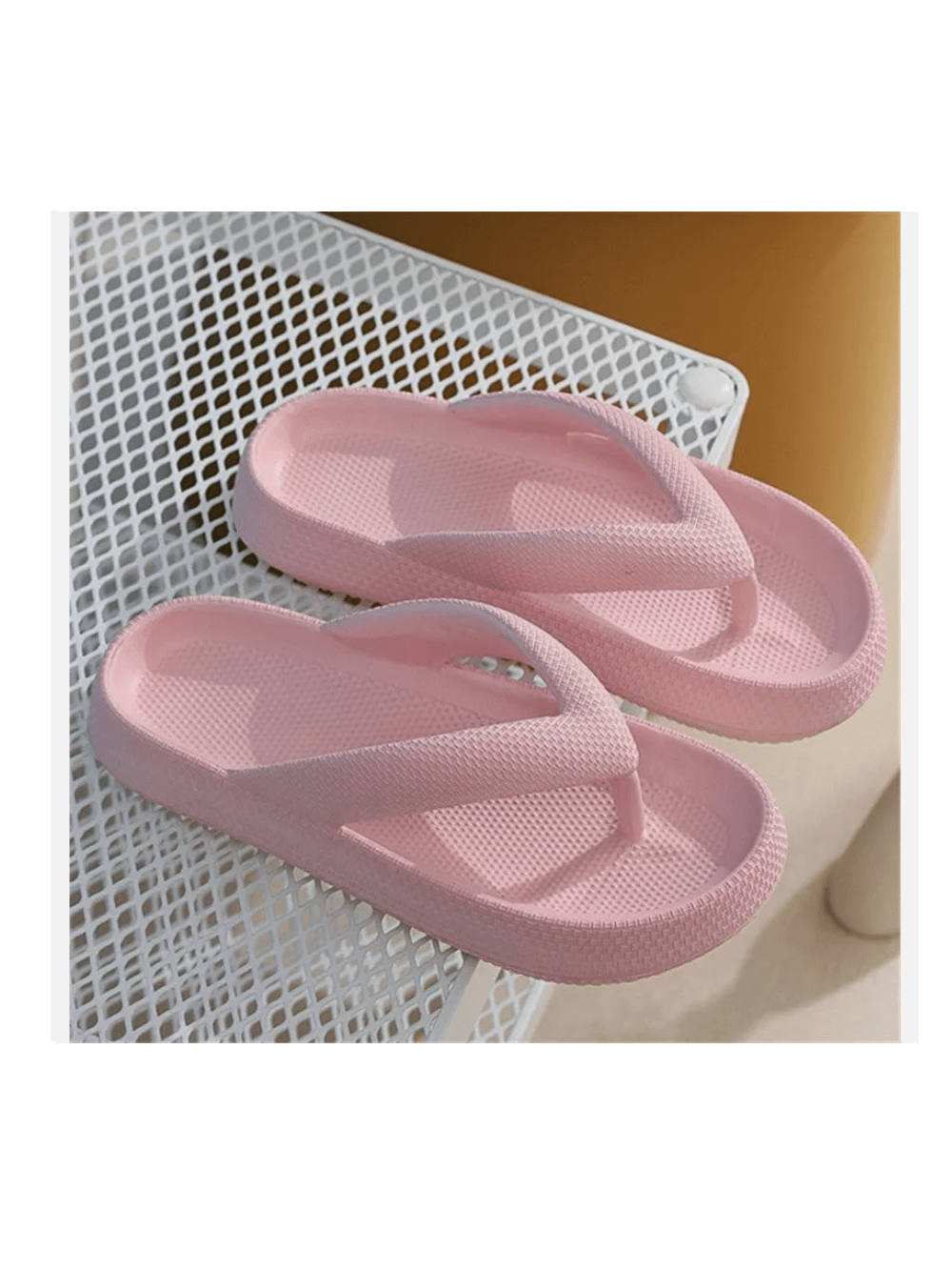 Womens Men Thick Platform Thong Flops Sandals Beach Comfort EVA Slipper Shoes-Pink-2