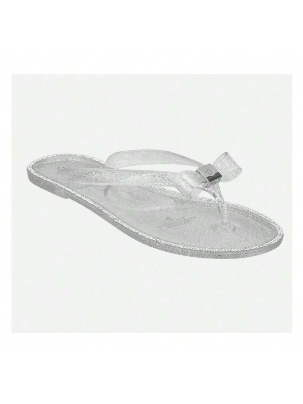Women's Jelly Sandals Rhinestone Flip Flops Slide Flat Sandals-Sliver glitter-1